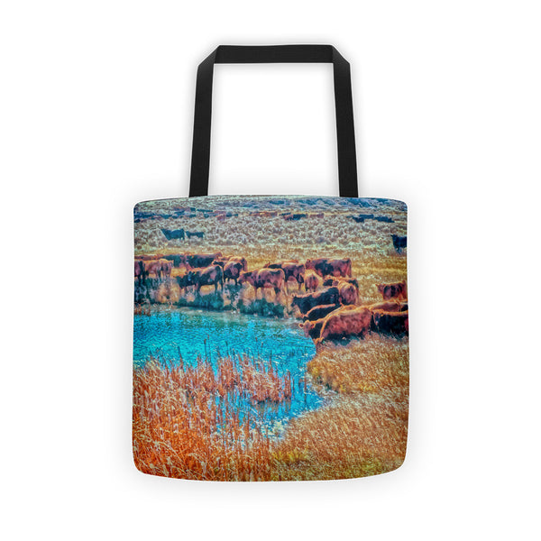 Cattails, Cattle And Sage Tote bag