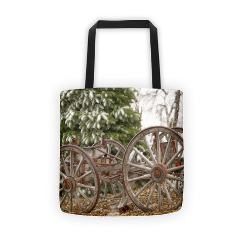Wagon in Winter Tote bag