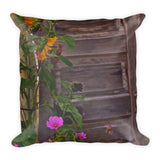 Old Kitchen Door And a Cottage Garden Throw Pillow