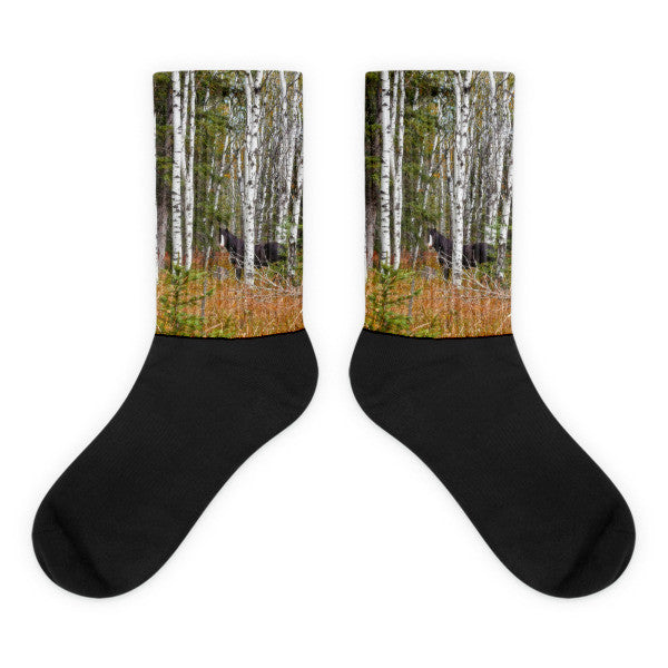 Black and White in Aspen Black Foot Socks