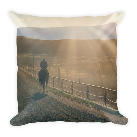 Checking the Lot at Sunset Throw Pillow