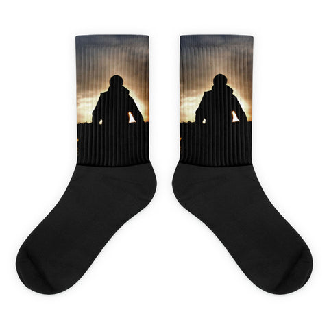 Bucking Hay at Sunrise - Black foot socks