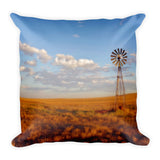 Windmill at Sunset Throw Pillow
