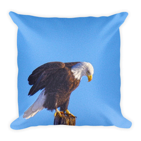 Preparing for Patriotic Flight Eagle Throw Pillow