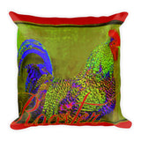 Bert the Rooster Red Throw Pillow