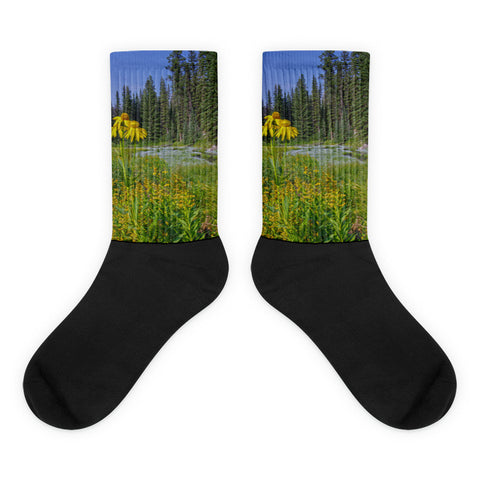 Gold and Pines - Black foot socks