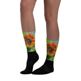 Sun Shower Sunflower - Black foot socks
