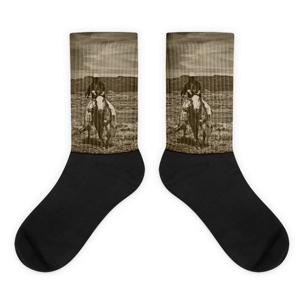 Cowboy Ride - Black foot socks