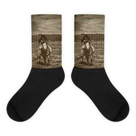 Cowboy Ride - Black foot socks
