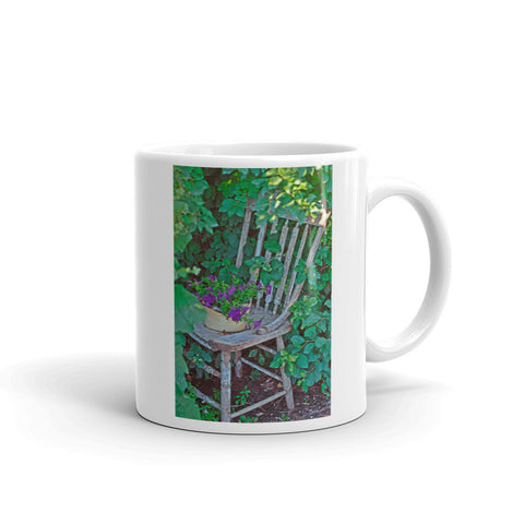 Old Chair New Petunias Mug