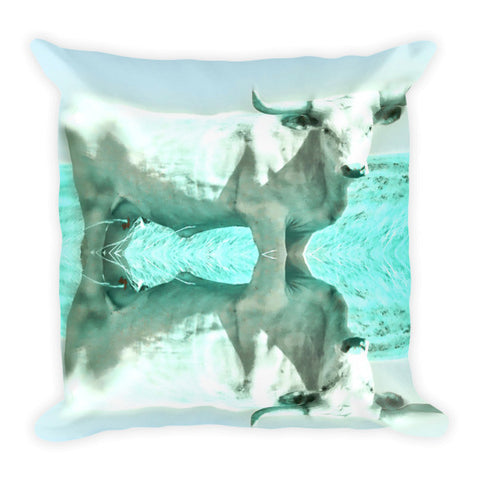Turquoise and Steer Throw Pillow
