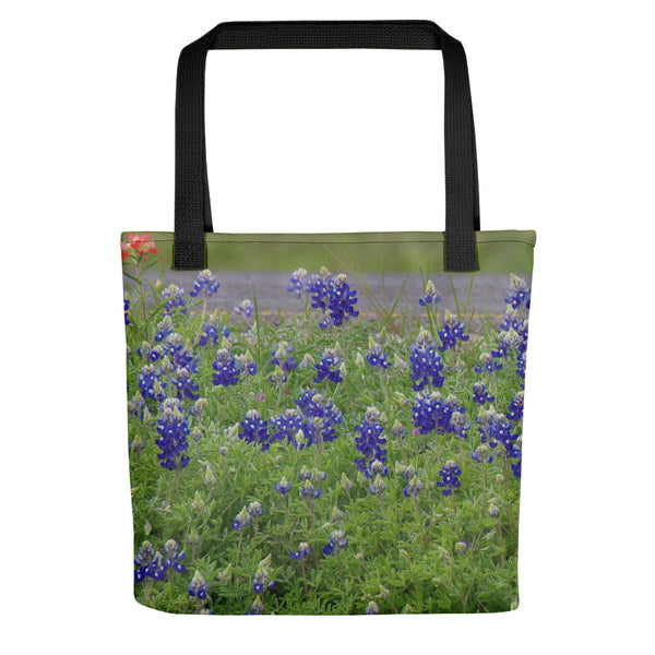 Red Paint over Blue Bonnets Tote bag