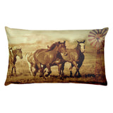 Wild Horses and Windmills Rectangular Pillow