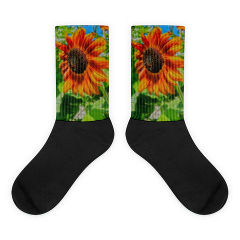 Sun Shower Sunflower - Black foot socks