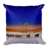 Windmill and Cows Night Feed Throw Pillow