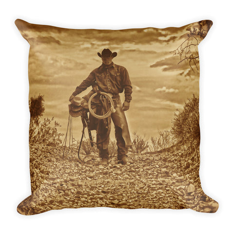 Sepia Cowboy Throw Pillow