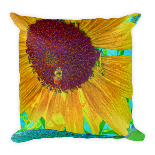 The Sunflower And The Bee Throw Pillow