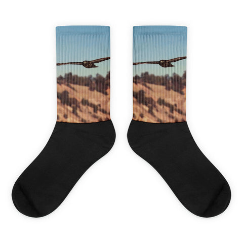 Have You Never Seen a Hawk on the Wing - Black foot socks