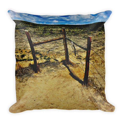 Dry Desert Fenceline Throw Pillow