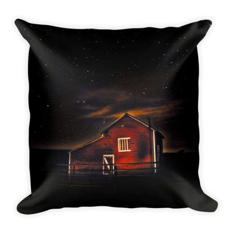 Red Barn at Midnight Throw Pillow