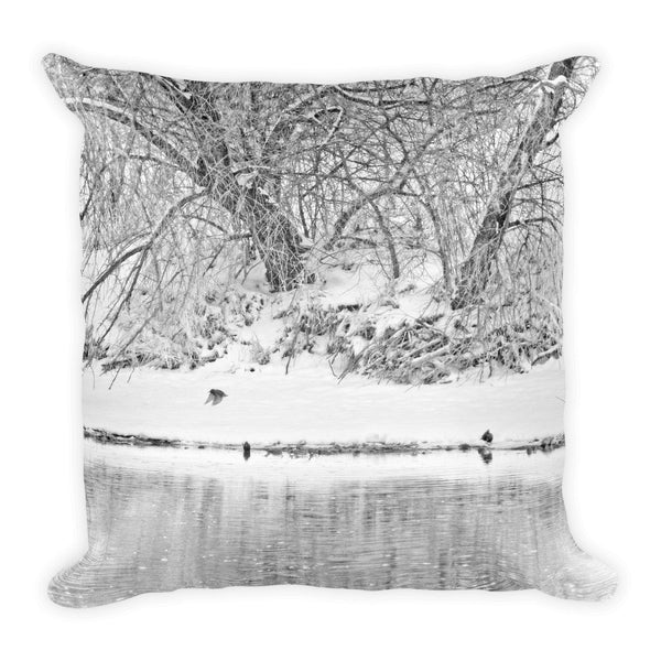 Winter Scene on the Platte River Throw Pillow