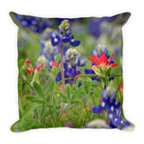 Blue Bonnets and a Paintbrush Throw Pillow