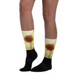 Dusty Retro Sunflower - Black foot socks