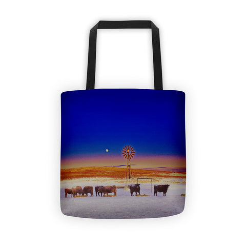 Windmill and Cows Night Feed Tote bag