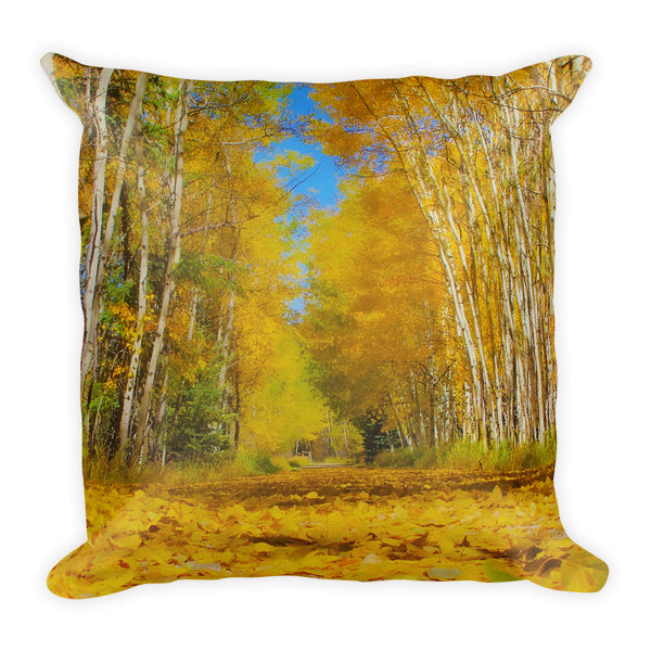 Yellow Leaf Road Throw Pillow