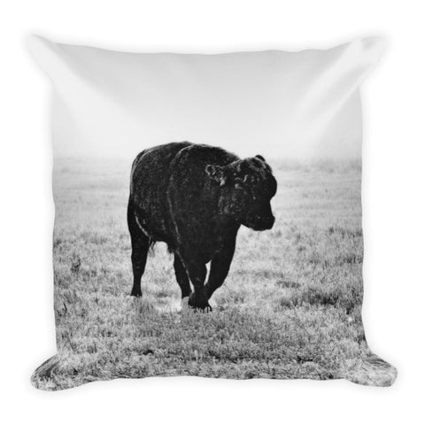 Bull After Ice Storm Throw Pillow