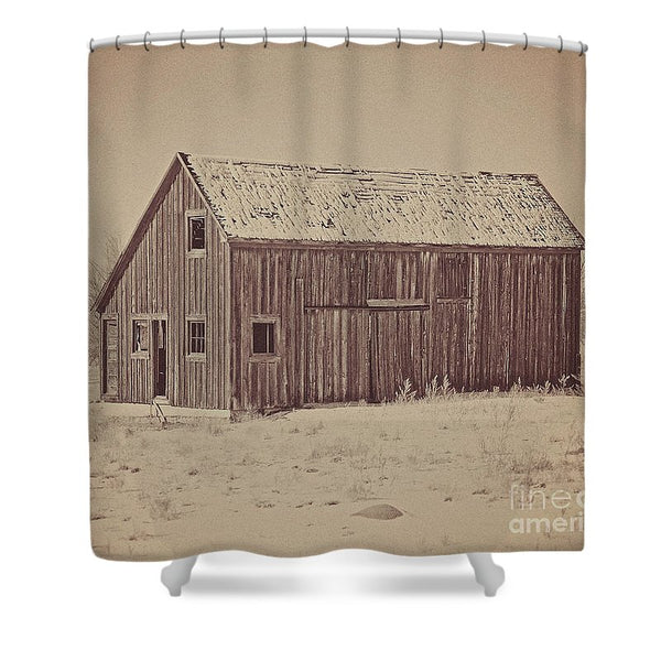 Old Wood Reed's Place Shower Curtain