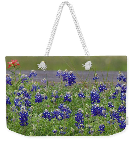 Red Paint Over Blue Bonnets Weekender Tote Bag