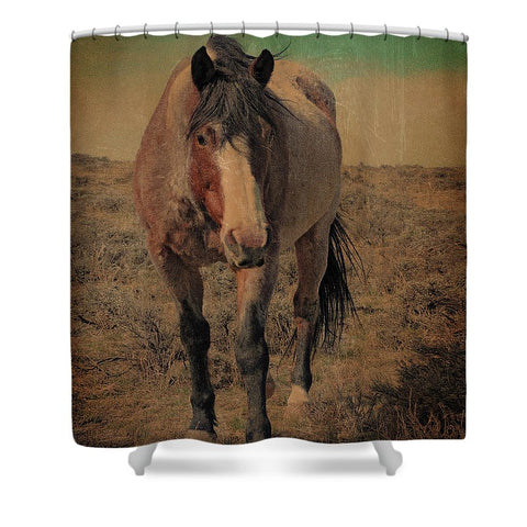 Red Roan and Sage Brush Shower Curtain