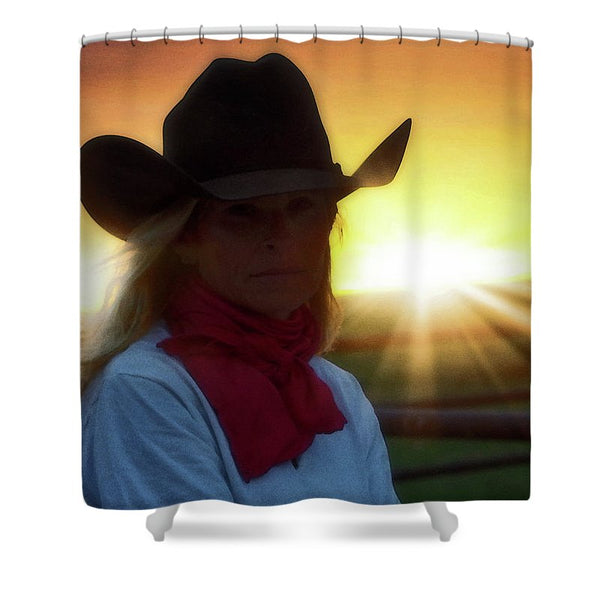 Red Scarves and Sunsets Shower Curtain