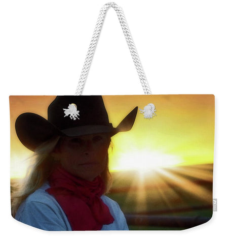 Red Scarves and Sunsets Weekender Tote bag