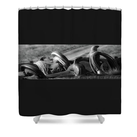 Saddles at the Ready Shower Curtain
