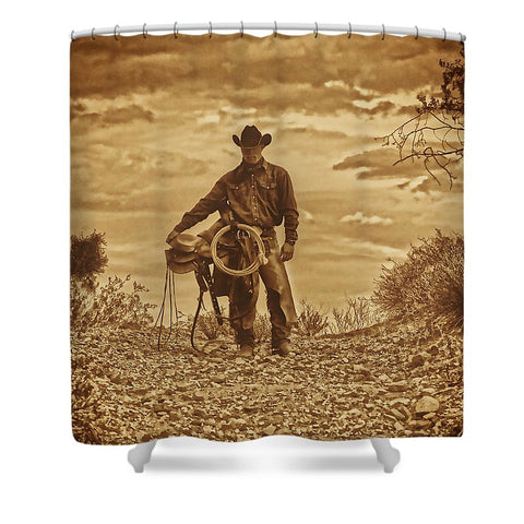 Sepia Cowboy Shower Curtain