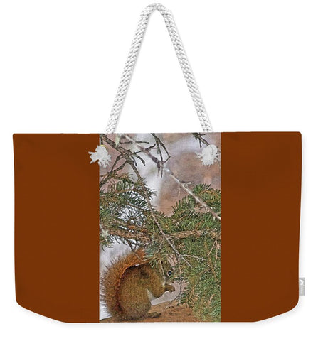 Squirrel, Pine Tree and a Nut Weekender Tote bag