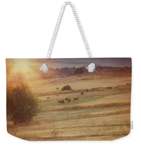 Sunset and Horses Weekender Tote bag