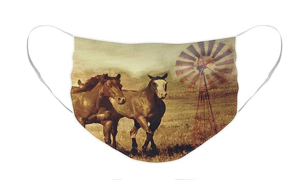 Wild Horses and Windmills Face Mask