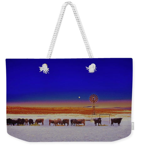 Windmill and Cows Night Feed Weekender Tote bag